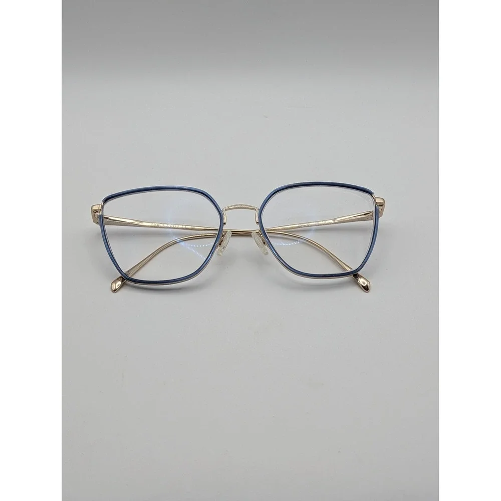Rag & Bone RNB3028 Blue Gold Eyeglasses Frames Only 55-17 Geometric Metal Womens